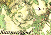 výřez z mapy, II. vojenské mapování, http://oldmaps.geolab.cz/, 1842 – 1852,
