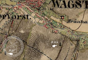 detail mapy, II. vojenské mapování, výřez, oldmaps.geolab.cz,, 1836 - 52.