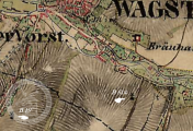 výřez z mapy, II. vojenské mapování, výřez, oldmaps.geolab.cz,, 1836 - 52.