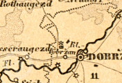 výřez,, Mapa Království Českého, 1850