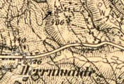 výřez,, III. vojenské mapování,  viz  http://oldmaps.geolab.cz/, 1877-80