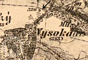 výřez mapy, III. vojenské mapování, oldmaps.geolab.cz,, 1877-80