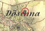 výřez, II. vojenské mapování, výřez, oldmaps.geolab.cz,, 1836 - 52.